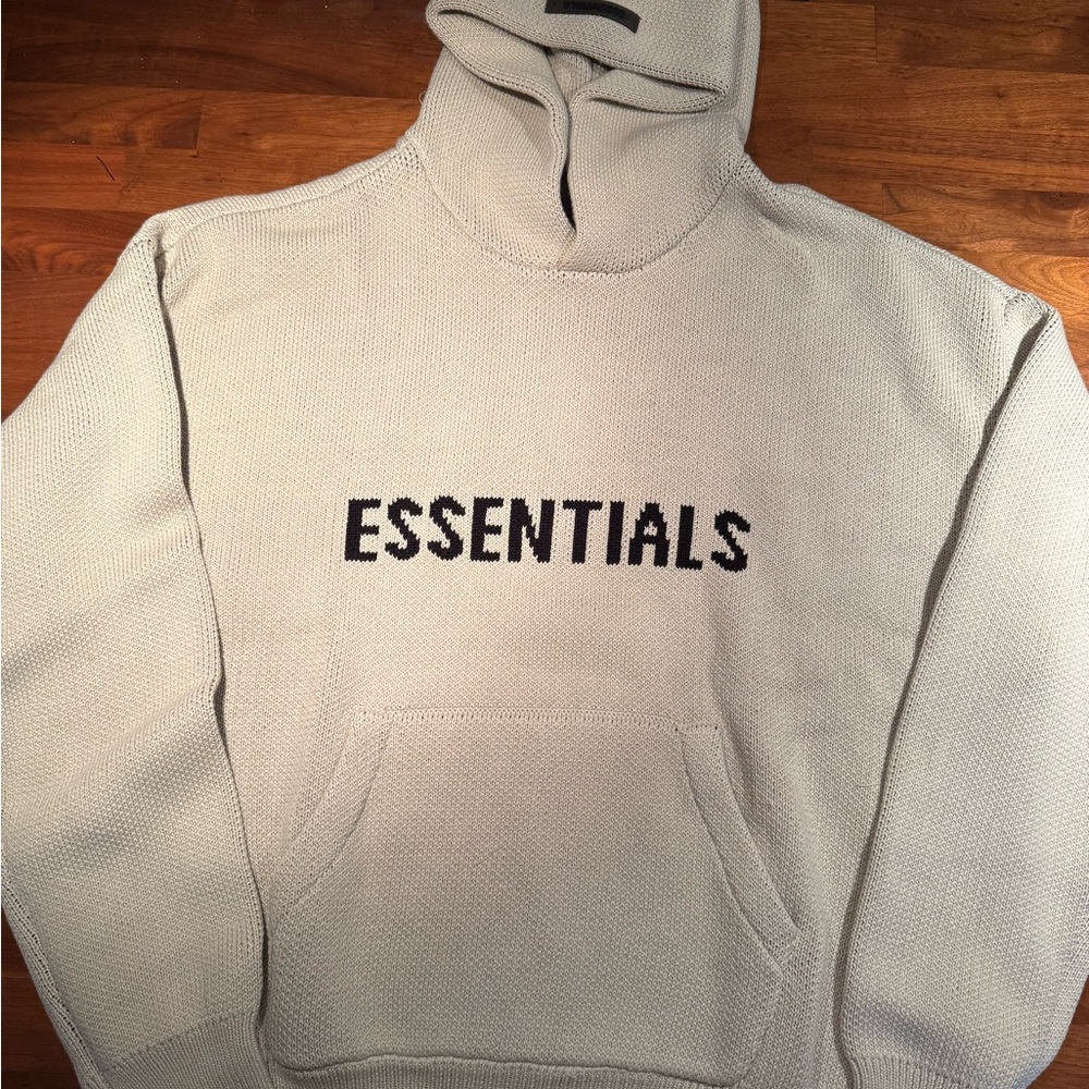 Fear of God ESSENTIALS Knit Hooded Pullover in Moss